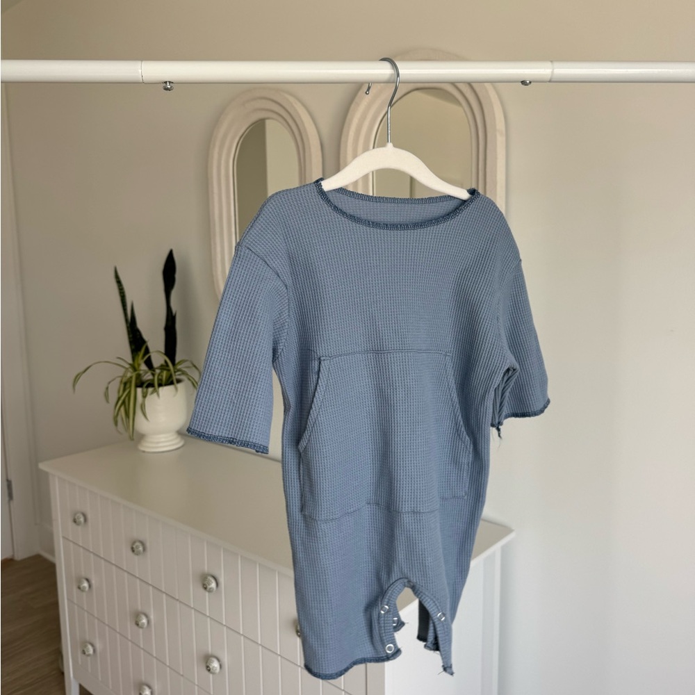 Blue Short Sleeve Romper